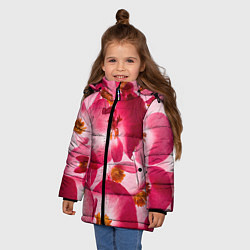 Куртка зимняя для девочки Цветы бегония текстура, цвет: 3D-светло-серый — фото 2