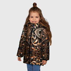 Куртка зимняя для девочки Золотой узор - паттерн, цвет: 3D-светло-серый — фото 2