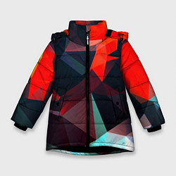 Куртка зимняя для девочки Абстрактное стекло осколки, цвет: 3D-черный