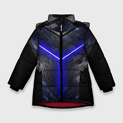 Куртка зимняя для девочки Лучевая подсветка неон, цвет: 3D-красный