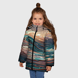 Куртка зимняя для девочки Необъятный океан, цвет: 3D-черный — фото 2