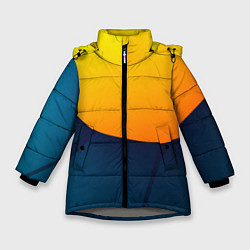 Куртка зимняя для девочки Двойной цвет: жёлтый и синий, цвет: 3D-светло-серый