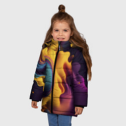 Куртка зимняя для девочки Цветная жидкость, цвет: 3D-черный — фото 2