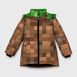 Куртка зимняя для девочки Блоки майнкрафта, цвет: 3D-черный