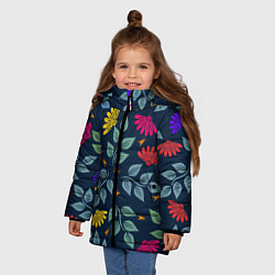 Куртка зимняя для девочки Листья и цветы, цвет: 3D-красный — фото 2