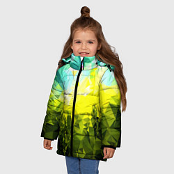 Куртка зимняя для девочки Green abstract colors, цвет: 3D-светло-серый — фото 2