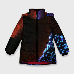 Куртка зимняя для девочки Неоновый абстрактный свет, цвет: 3D-красный