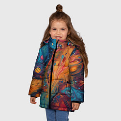 Куртка зимняя для девочки Яркие абстрактные разводы краски, цвет: 3D-черный — фото 2