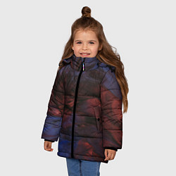 Куртка зимняя для девочки Тёмные переливающиеся волны с блёстками, цвет: 3D-светло-серый — фото 2