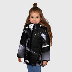 Куртка зимняя для девочки Хромированные кубы, цвет: 3D-черный — фото 2