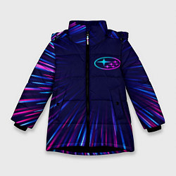 Куртка зимняя для девочки Subaru neon speed lines, цвет: 3D-черный