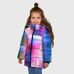 Куртка зимняя для девочки Абстрактные линии сайфай, цвет: 3D-светло-серый — фото 2