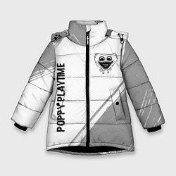 Куртка зимняя для девочки Poppy Playtime glitch на светлом фоне: надпись, си, цвет: 3D-черный