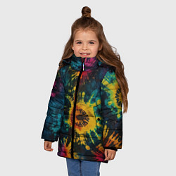 Куртка зимняя для девочки Тай дай на темном фоне: арт нейросети, цвет: 3D-черный — фото 2