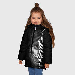 Куртка зимняя для девочки Волк с узором, цвет: 3D-светло-серый — фото 2