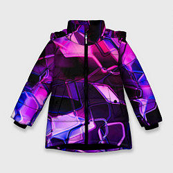 Зимняя куртка для девочки Неоновая искаженная геометрия
