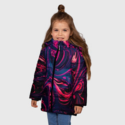 Куртка зимняя для девочки Неоновые краски во тьме, цвет: 3D-светло-серый — фото 2