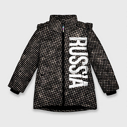 Зимняя куртка для девочки Россия на фоне узора медного цвета