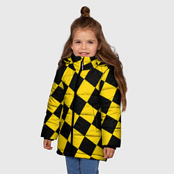 Куртка зимняя для девочки Черно-желтая крупная клетка, цвет: 3D-красный — фото 2