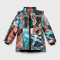 Куртка зимняя для девочки Абстрактная геометрия Флорин, цвет: 3D-черный
