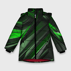 Куртка зимняя для девочки Green black abstract, цвет: 3D-красный