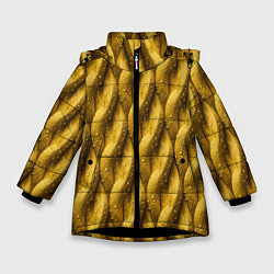 Куртка зимняя для девочки Сочная текстура из плетеного банана, цвет: 3D-черный