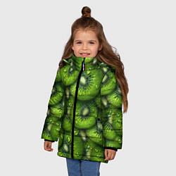 Куртка зимняя для девочки Сочная текстура из киви, цвет: 3D-светло-серый — фото 2