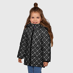 Куртка зимняя для девочки Черно-белый узор в косую клетку, цвет: 3D-черный — фото 2