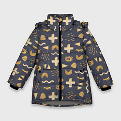 Куртка зимняя для девочки Загадочные символы, цвет: 3D-светло-серый
