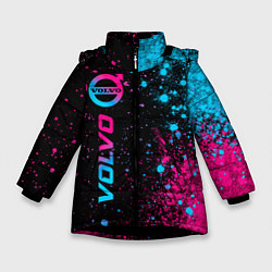 Куртка зимняя для девочки Volvo - neon gradient: по-вертикали, цвет: 3D-черный