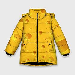 Куртка зимняя для девочки Сырная текстура, цвет: 3D-черный