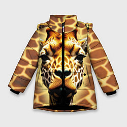 Куртка зимняя для девочки Жирафа, цвет: 3D-черный