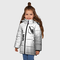Куртка зимняя для девочки Chainsaw Man glitch на светлом фоне: надпись, симв, цвет: 3D-черный — фото 2