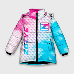 Куртка зимняя для девочки Zotye neon gradient style: надпись, символ, цвет: 3D-черный
