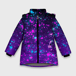 Куртка зимняя для девочки Брызги чернил с неоновым свечением, цвет: 3D-светло-серый