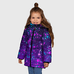 Куртка зимняя для девочки Брызги чернил с неоновым свечением, цвет: 3D-светло-серый — фото 2
