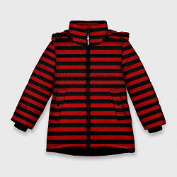Зимняя куртка для девочки Темно-красные полосы