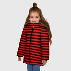Куртка зимняя для девочки Черно-красные полосы, цвет: 3D-красный — фото 2