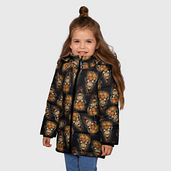 Куртка зимняя для девочки Паттерн жираф с цветами: арт нейросети, цвет: 3D-черный — фото 2