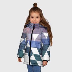Куртка зимняя для девочки Абстрактные разноцветные треугольники в паттерне, цвет: 3D-красный — фото 2