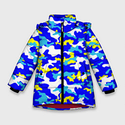 Куртка зимняя для девочки Камуфляж летнее небо, цвет: 3D-красный