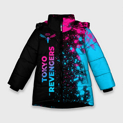 Куртка зимняя для девочки Tokyo Revengers - neon gradient: по-вертикали, цвет: 3D-черный