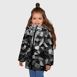 Куртка зимняя для девочки Серые стальные плиты, цвет: 3D-черный — фото 2