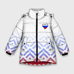 Куртка зимняя для девочки Сердечко россии - треугольники, цвет: 3D-красный