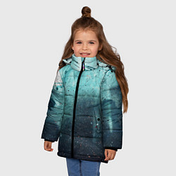 Куртка зимняя для девочки Светло-синий тени и краски, цвет: 3D-черный — фото 2