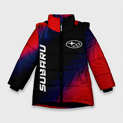 Зимняя куртка для девочки Subaru красный карбон