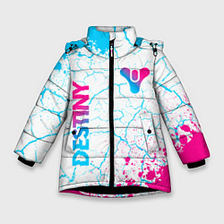 Куртка зимняя для девочки Destiny neon gradient style: надпись, символ, цвет: 3D-черный