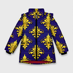 Куртка зимняя для девочки Геральдические лилии, цвет: 3D-красный