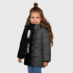 Куртка зимняя для девочки Spirited Away glitch на темном фоне: по-вертикали, цвет: 3D-черный — фото 2