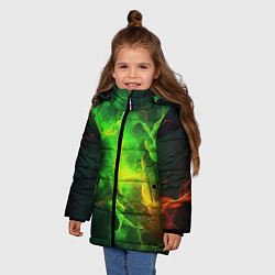 Куртка зимняя для девочки Зеленое свечение молния, цвет: 3D-черный — фото 2